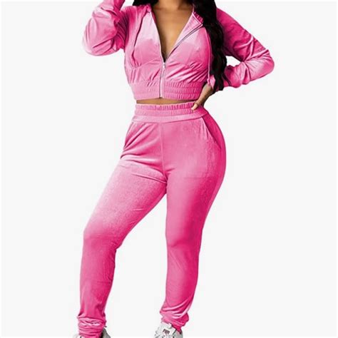 hot pink velour sweatsuit.